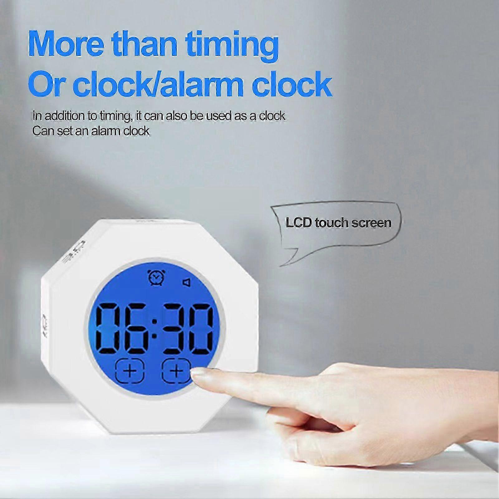 Mini Digital Timer Portable Octagon Touch Control LED Display Flipping Gravity Sensor Rechargeable Time Management Countdown Cooking Student Study Tim