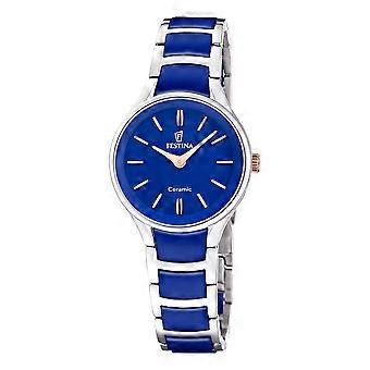 Festina Ladies Steel & Deep Blue 30mm Ceramic Dress Watch F20752-5