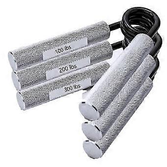 Handkraftverstärker-Set, 3-teilig, 100 lb, 200 lb, 300 lb, Aluminium, silberfarben, tragbar, für das Handgelenk- und Unterarmtraining im Heim-Fitnessstudio