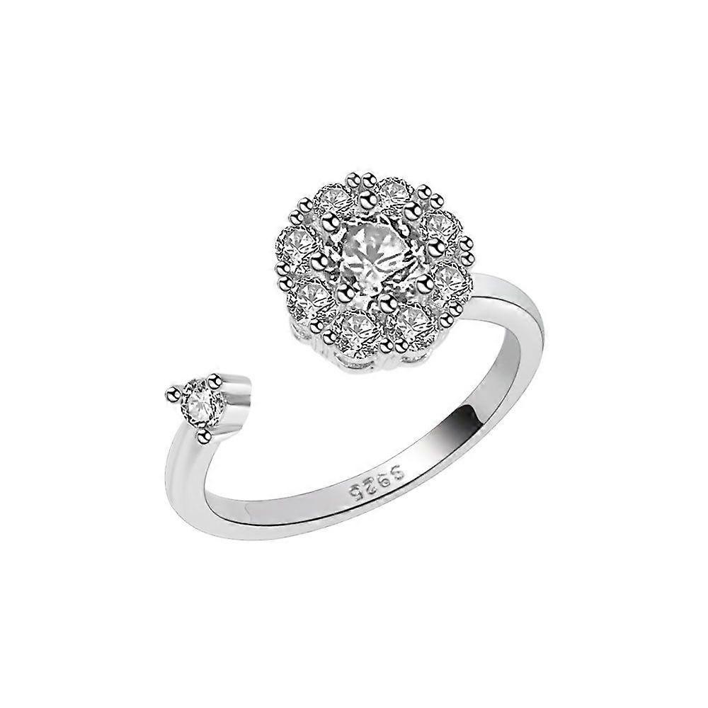 Adjustable Rotating Fidget Beads Ring Snowflake Design