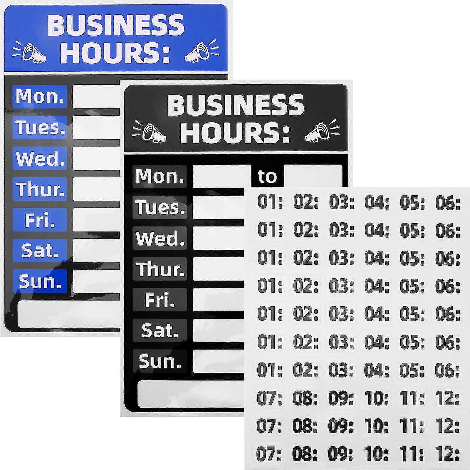 3-Piece PVC Store Hours Sign Bundle