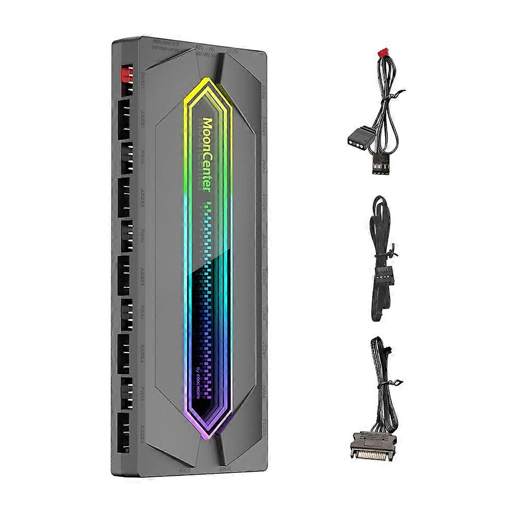 ARGB&PWM PC Fan Controller Splitter Software-Controlled Silent Temp Control Asynchronous Fan Controller for PC Case A