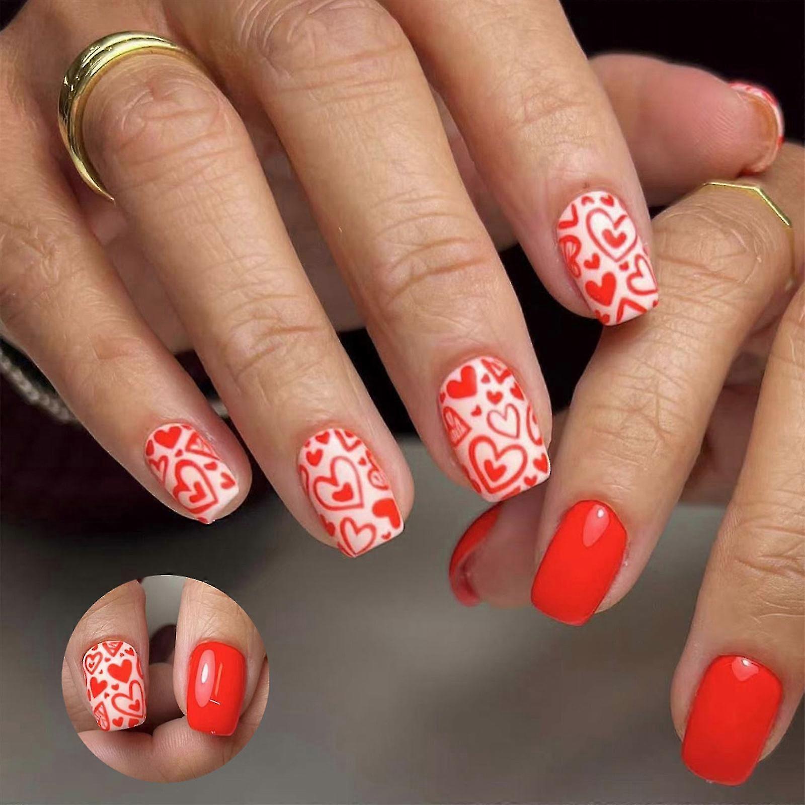 24Pcs Elegant Square French Tip Nails