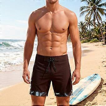 Mens Quick-Dry Surf Board Shorts With Contrast Color Panel Design Stretch Fabric Beach Swimwear Vacation
