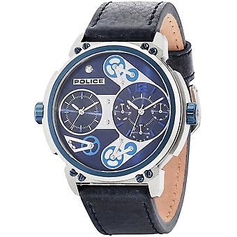 Politiets ure steampunk Quartz analog mand ur med R1451276002 Cowskin armbånd