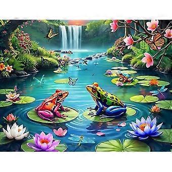 Lily Pond Paradise Jigsaw Puzzle for Adults and Family Frogs and Flowers UE2316