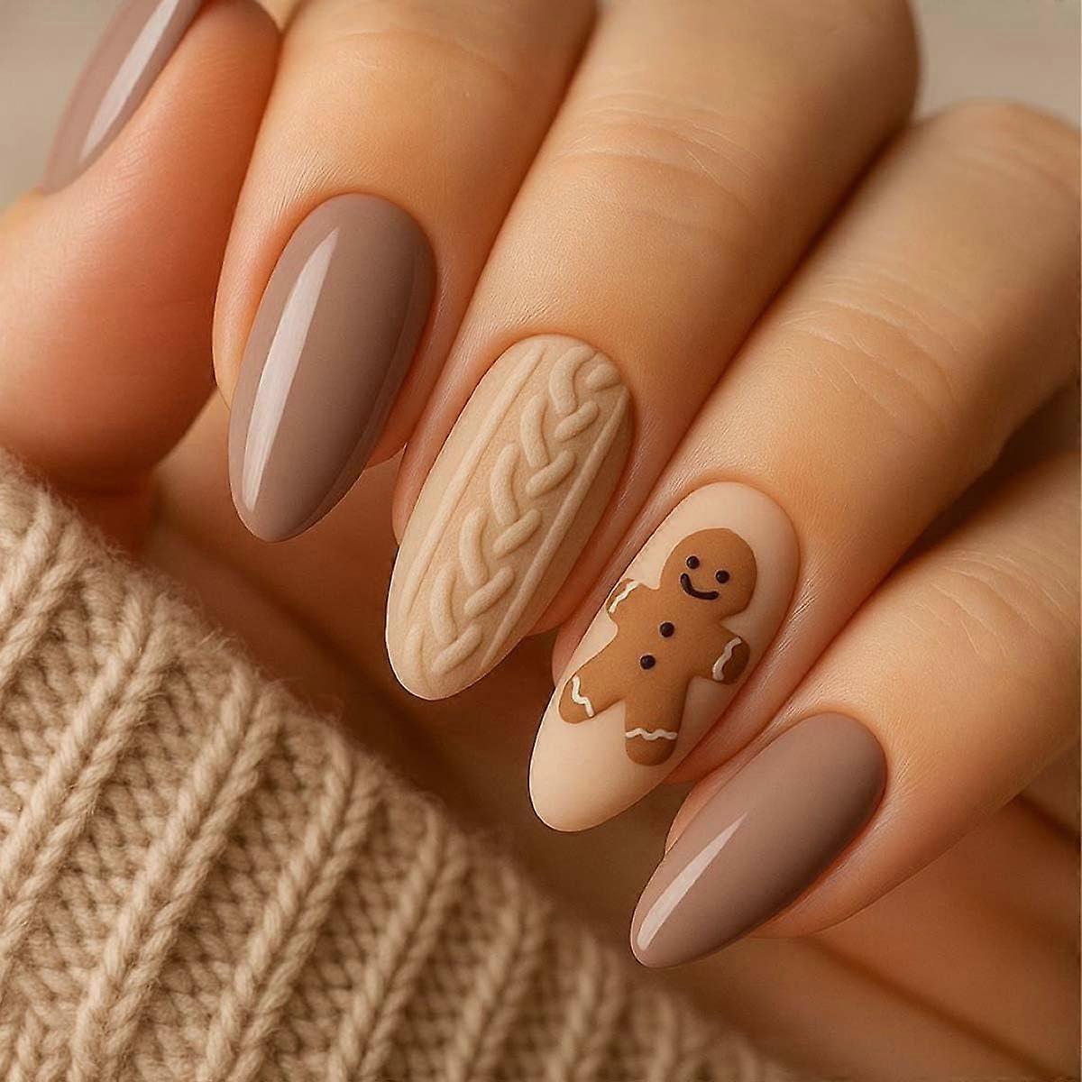 Gingerbread Art Extra Short Nails