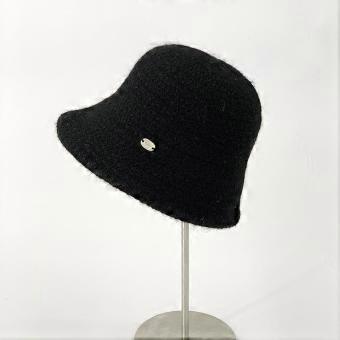 Knitted casual versatile warm bucket hat autumn and winter dome wide brim show face small plain face cover wool basin hat