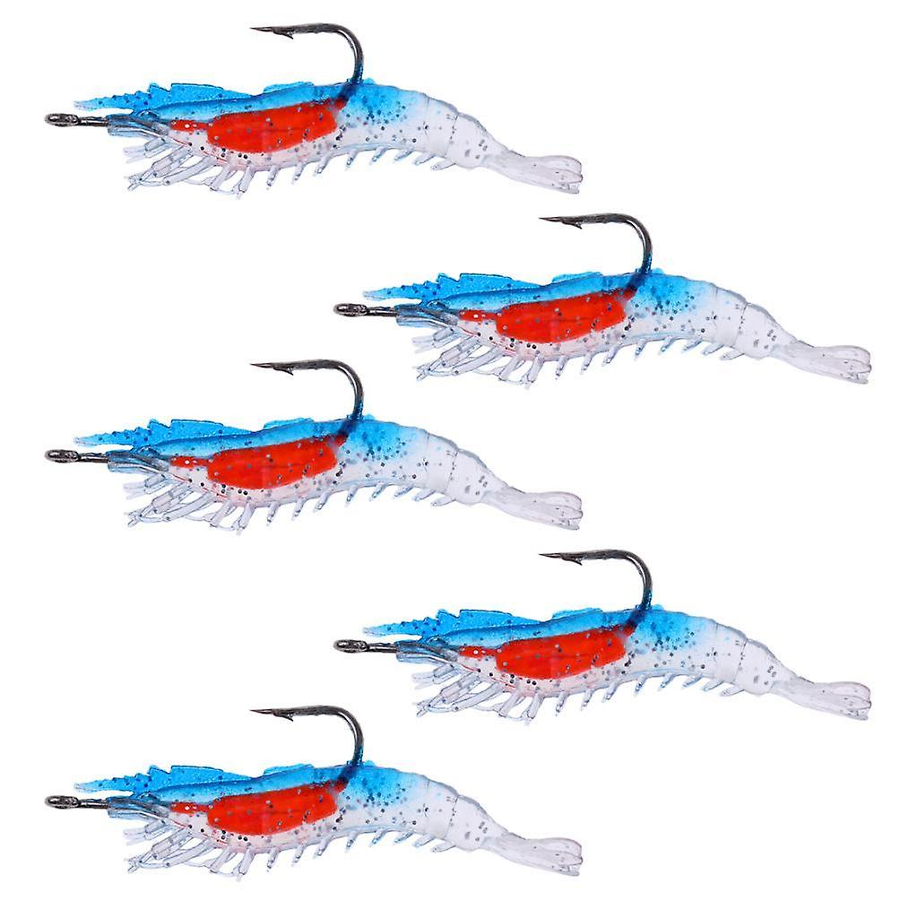 5Pcs Creative Shrimp Style Soft Prawn Lures Simulation Hook Baits Luminous