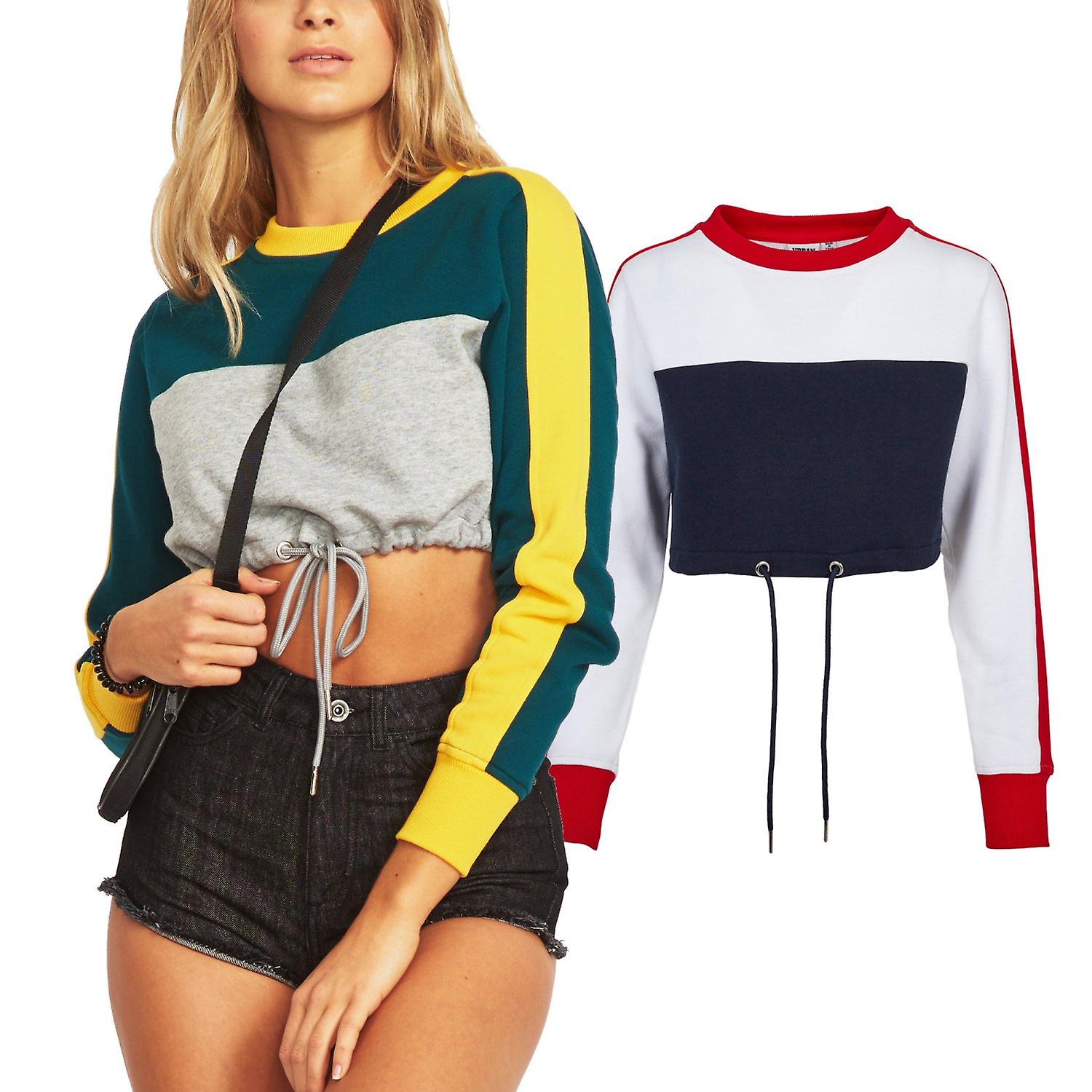 都市经典女士 - 3 色短款条纹毛衣