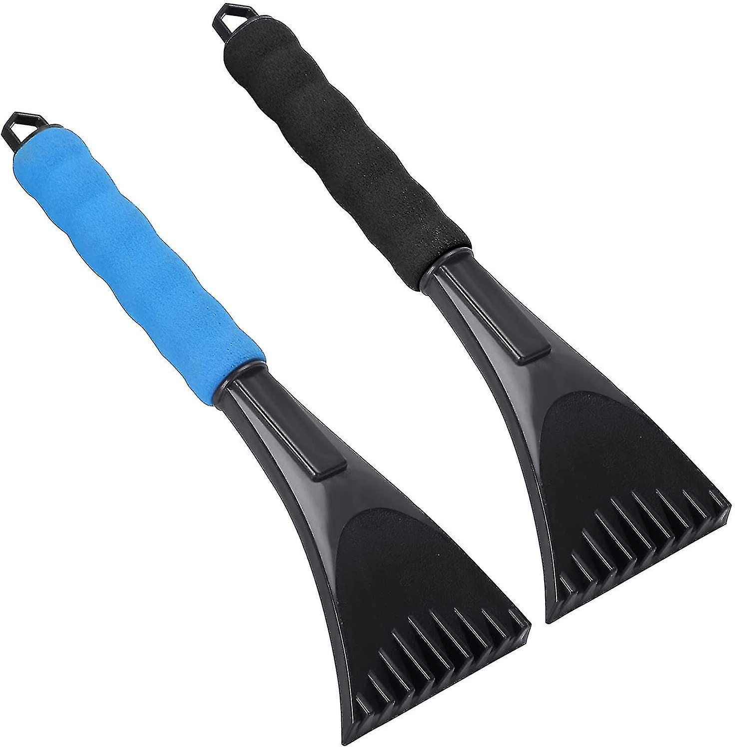 Ice Scraper, Car Windshield Snow Scraper With Ergonomic Foam Grip, 2 Pack Blue Black