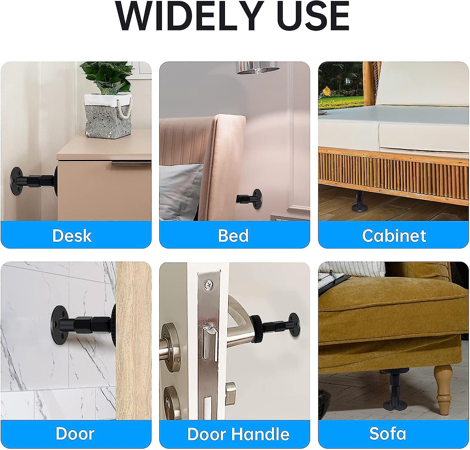 4pcs Headboard Stoppers, Black Adjustable Bed Frame Antishake Tool