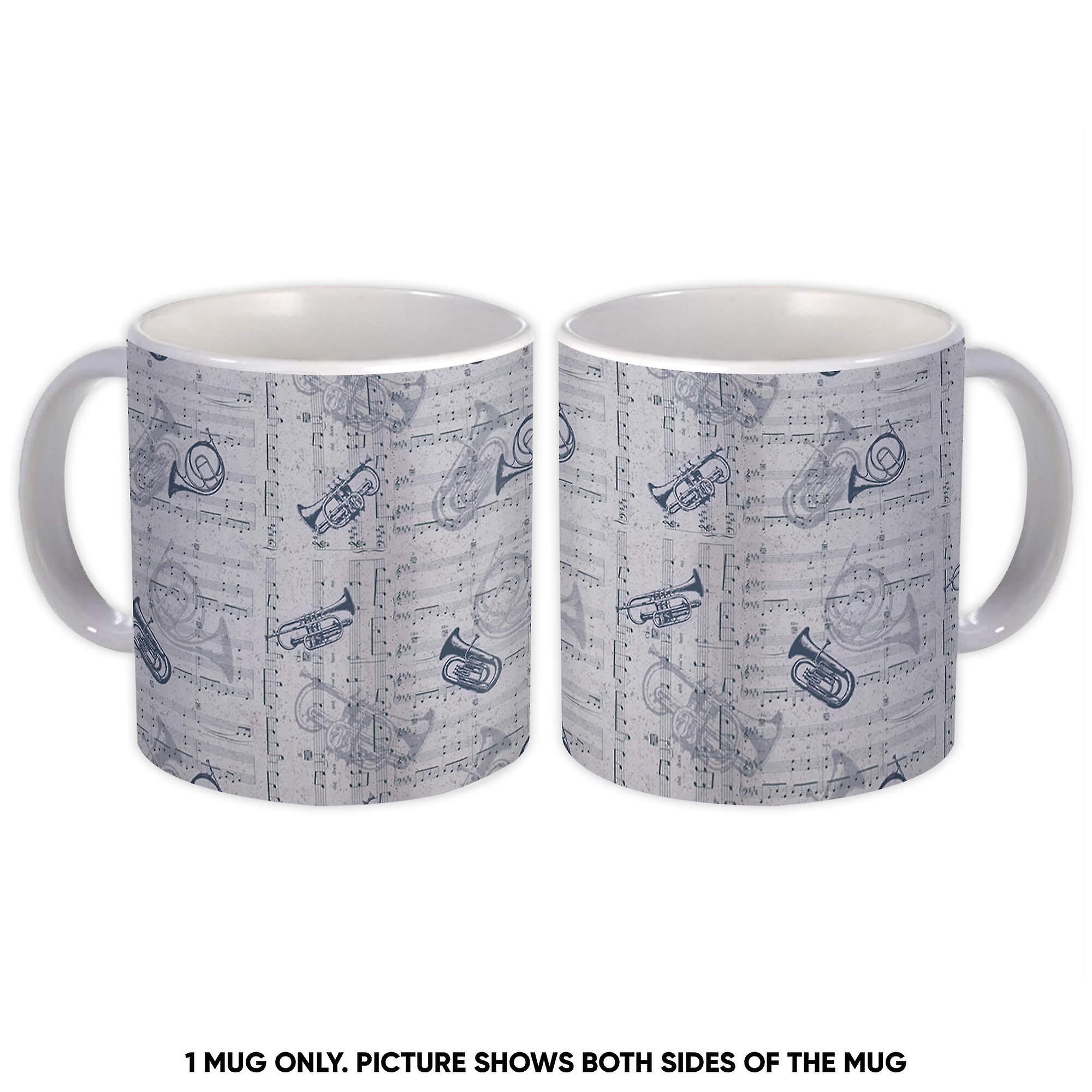 Gift Mug: Trumpet Music Pattern Seamless
