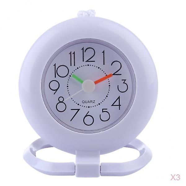 3pcs Wall Clock Bathroom Shower Slate Hanging Clock with Towel Ring White