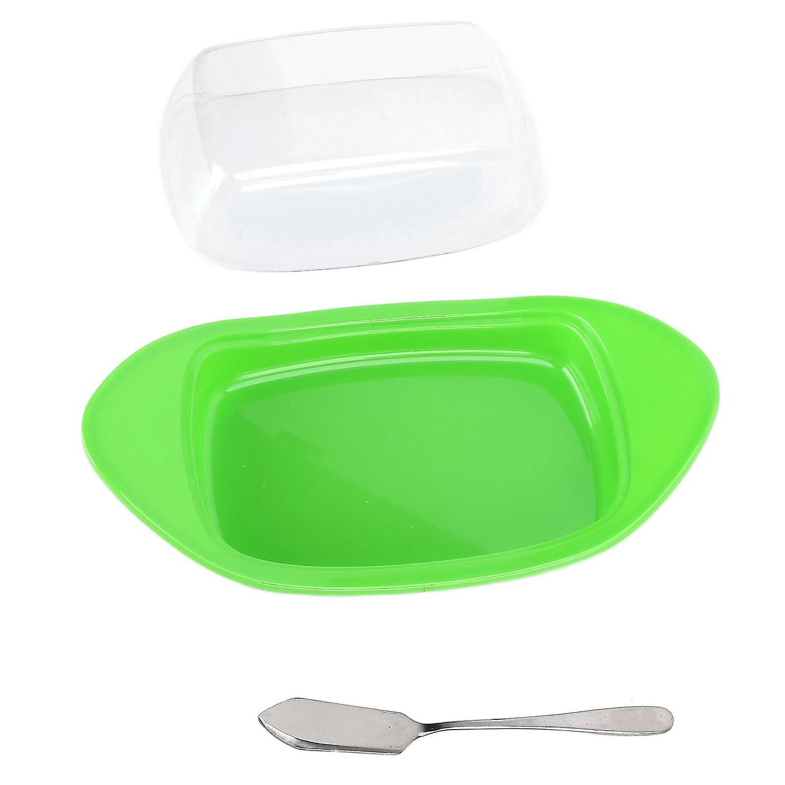 Boîte à beurre en forme de bateau avec couteau et couvercle, récipient à fromage de qualité alimentaire pour la cuisine (vert)