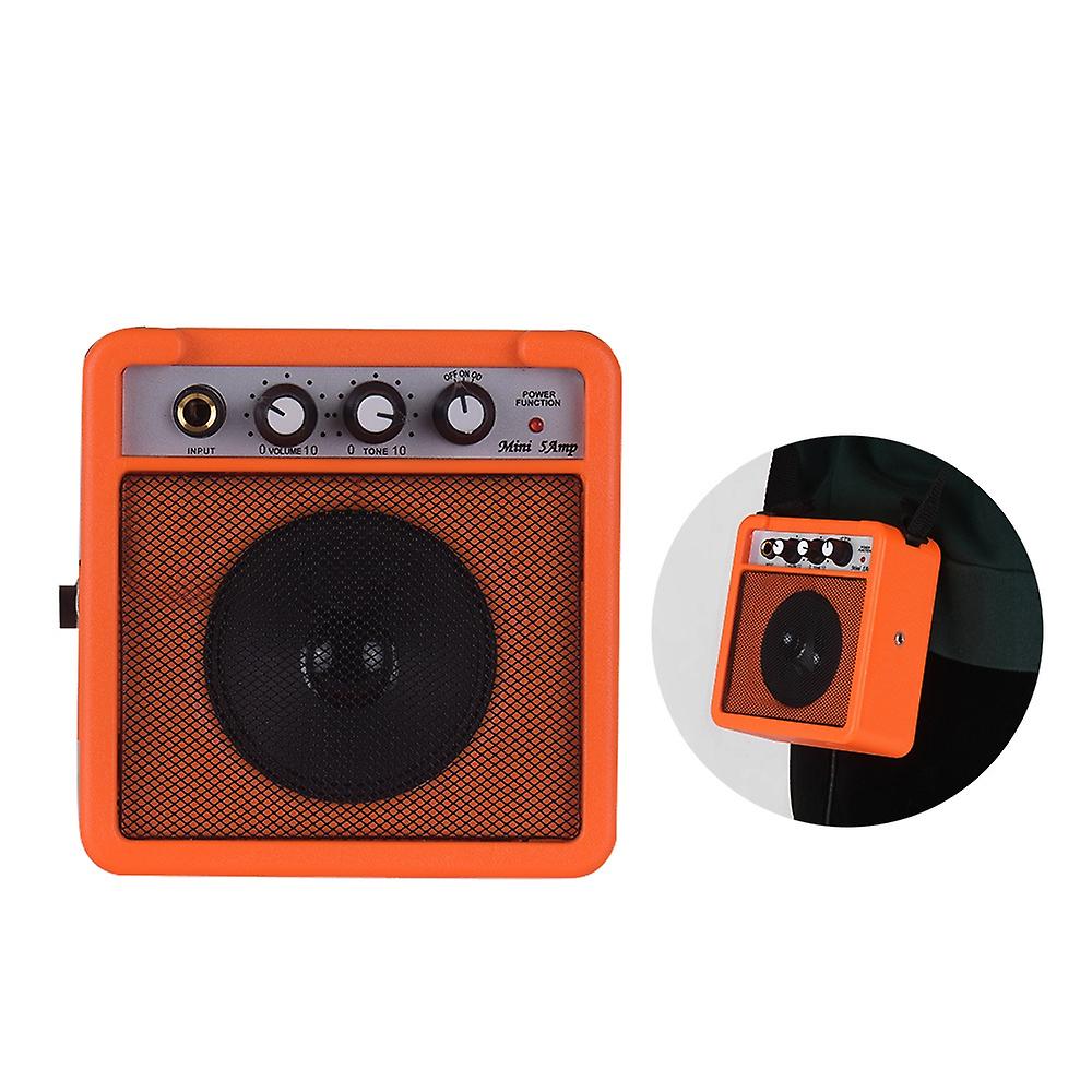5W Mini Guitar Amplifier Amp Speaker with 3.5mm & 6.35mm Inputs 1/4 Inch Output Supports Volume Tone