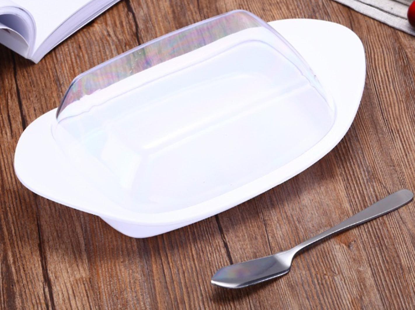 Butter Dishes 3 Piece Butter Box Sealed Food Tray With Cover Knife Ceramic Holder Tools Cheese Storage Tray
