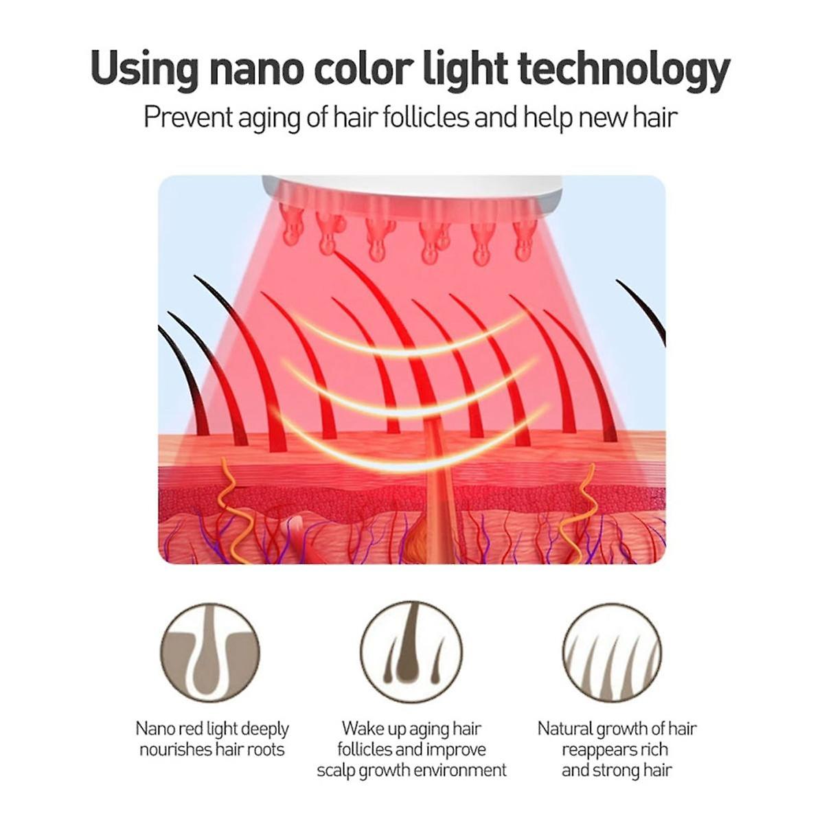 Infrared EMS Radio Frequency Vibration Anti-Dropping Massager Scalp Massage Comb Micro-Current Hair