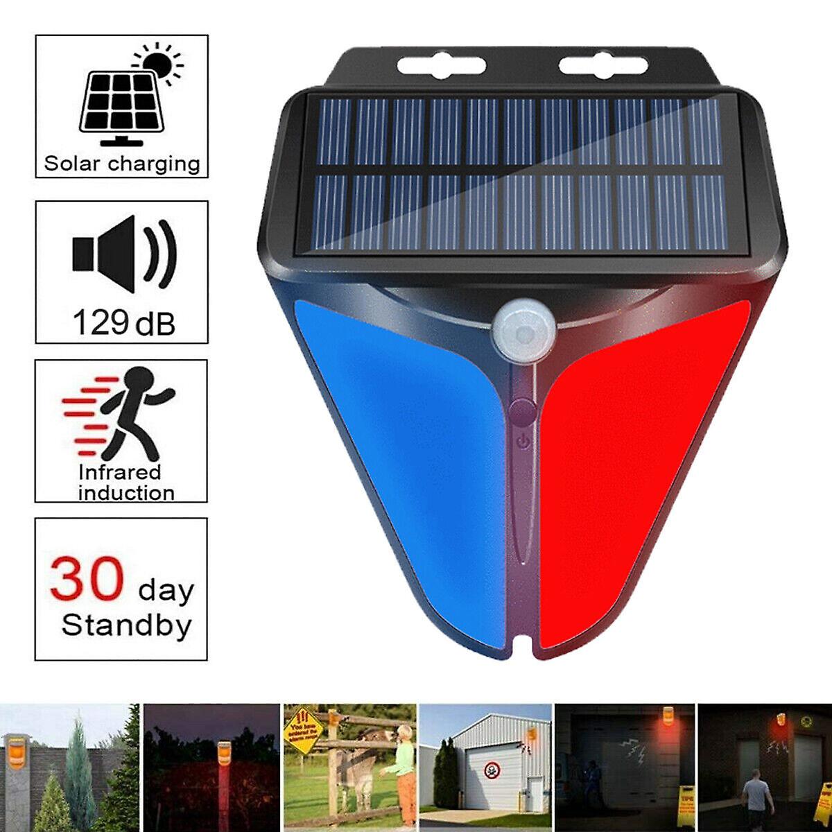 Solar Alarm LED Light Solar Strobe Light Motion Sensor Detector Outdoor