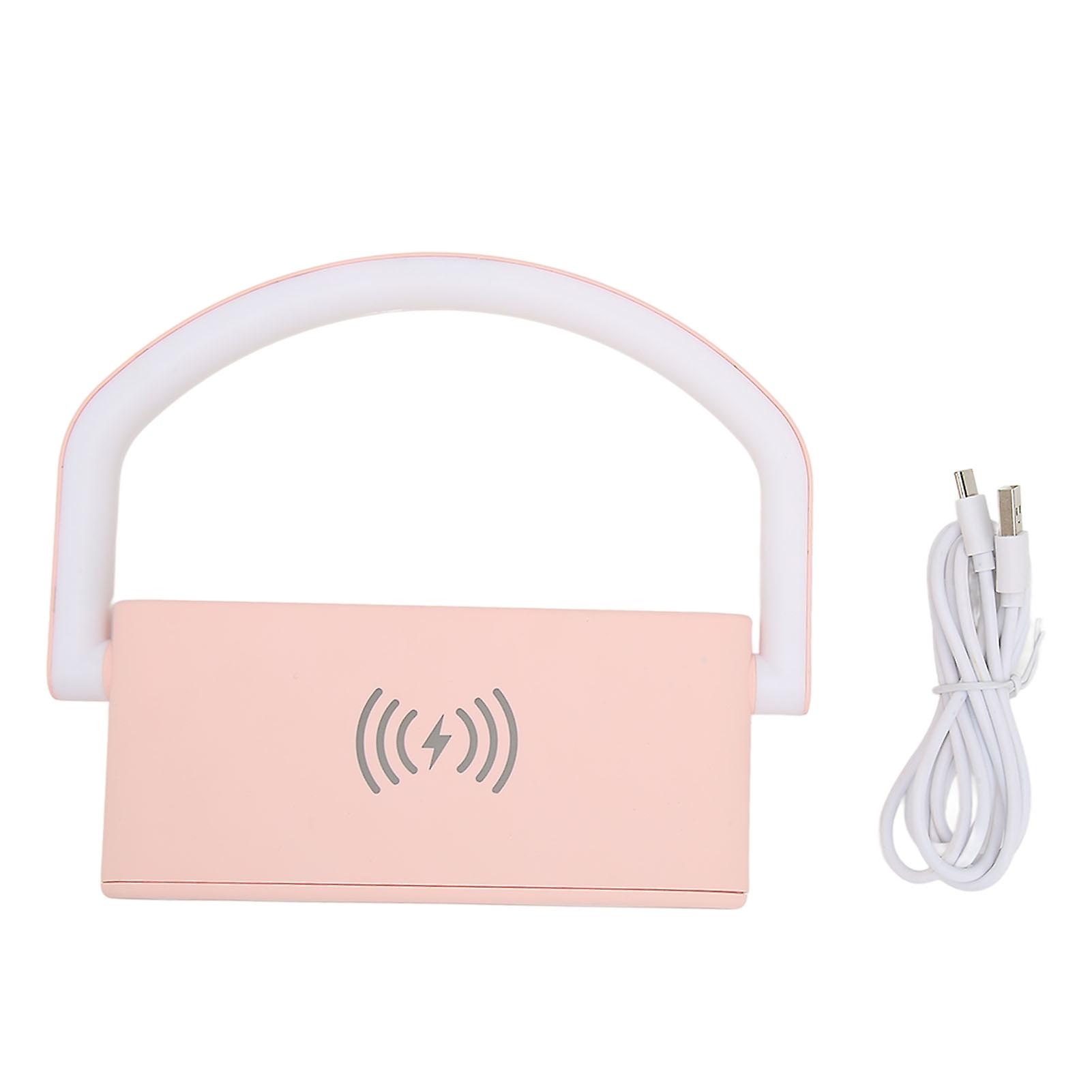 Wireless Charging Alarm Clock with Two-Level Adjustable Night Light Multifunction Digital Alarm Clock for Bedroom Pink