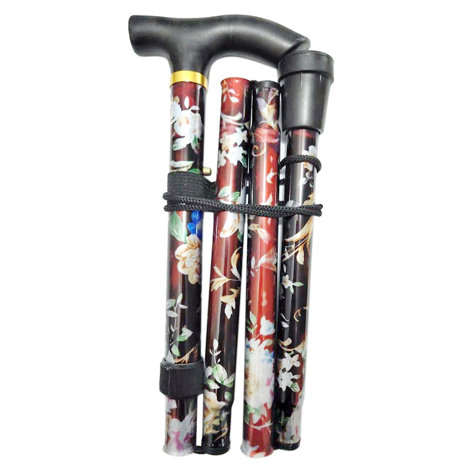 Összecsukható bot állítható 5 szakaszos kézi sétabot kempingrúd fekete