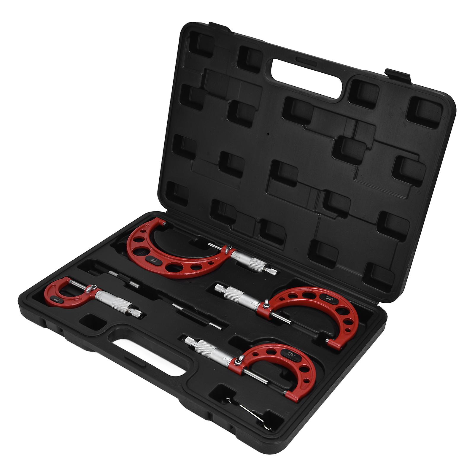 4Pcs Outside Micrometer 0.0001in Outsides Accuracy Machinist Tool for Measuring Diameter 0‑4in