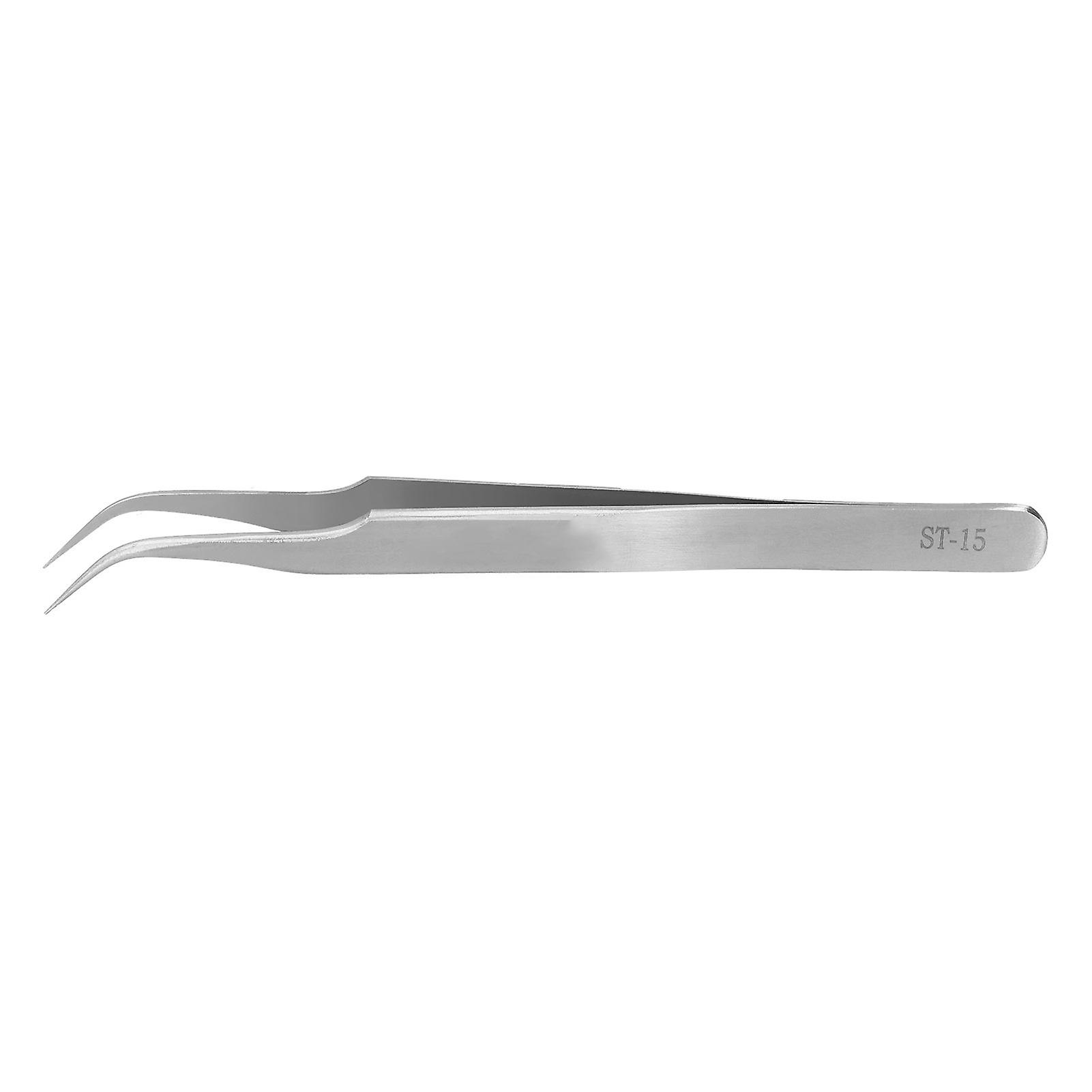 Stainless Steel Anti-static False Eyelash Tweezers Portable Eyelash Grafting Tool (ST15 Curved Head)