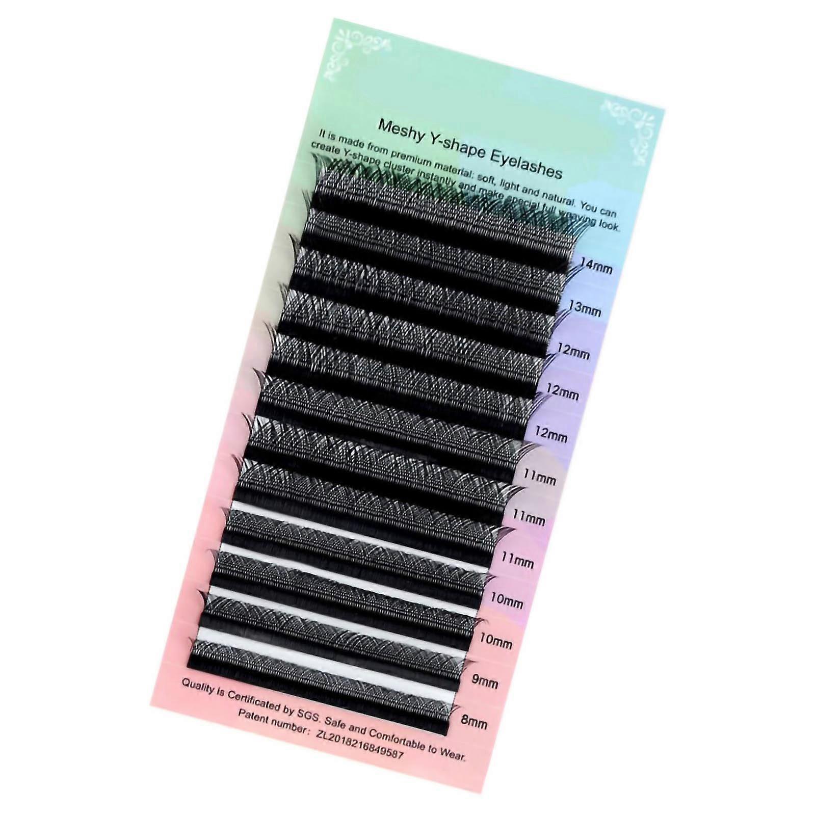 Volume Eyelash Extension Easy Fan Black Soft Y Shape Self Fanning Lash Extensions Black-0.07D 8~14mix