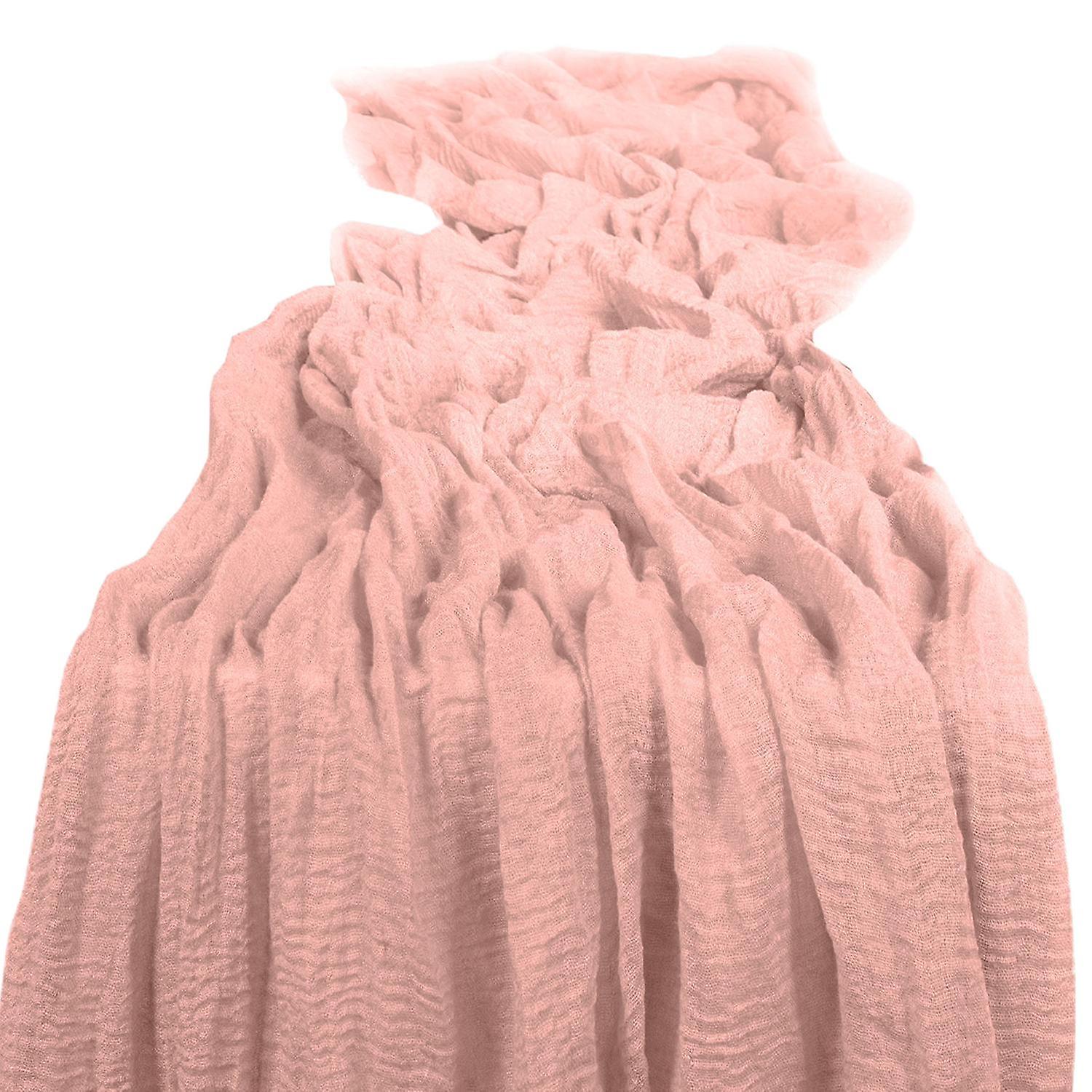 Table Runner Tear Resistant Machine Washable Anti-Fade Bohemian Style Semi-Sheer Cheesecloth Crumple