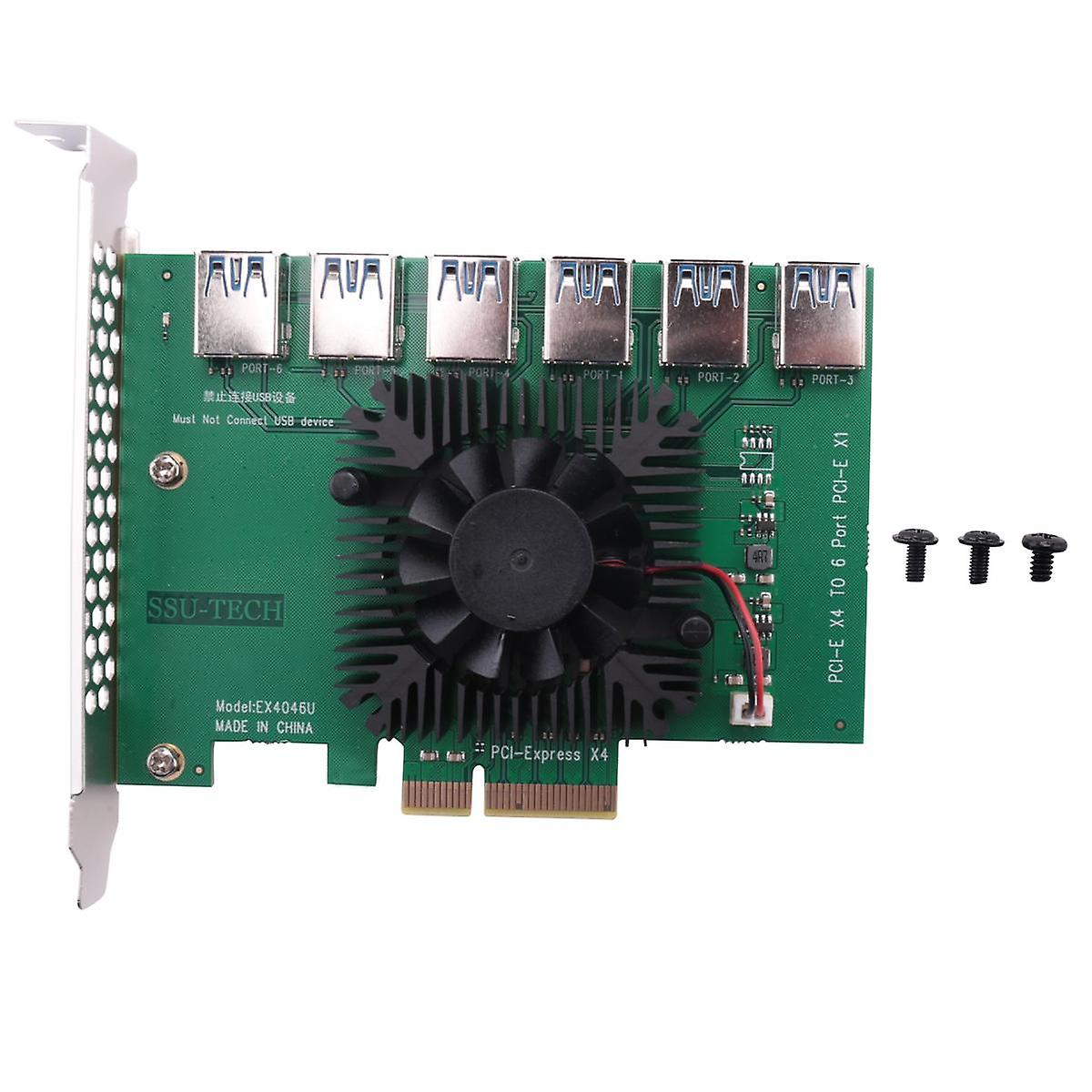 PCI Express Riser Card PCIE X4 1 to 6 PCIE Slot 4X to 16X Graphics Card Expansion Card for BTC Mini