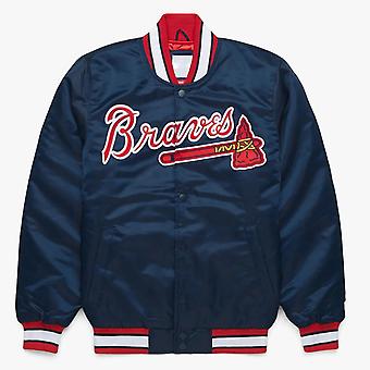 Mlb Atlanta Braves Navy Blue Satin Bomber Baseball...