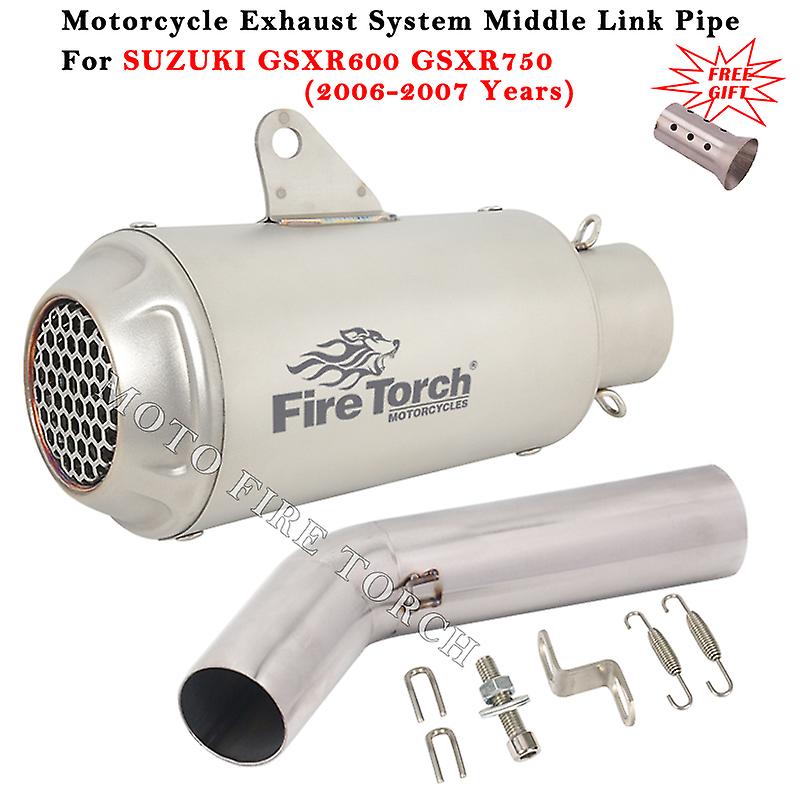 Aufsteck für suzuki gsxr600 gsxr750 gsxr 2006 2010-2015 Motorrad Auspuff Moto Escape System modifiziertes Schall dämpfer Mittel verbindungs rohr