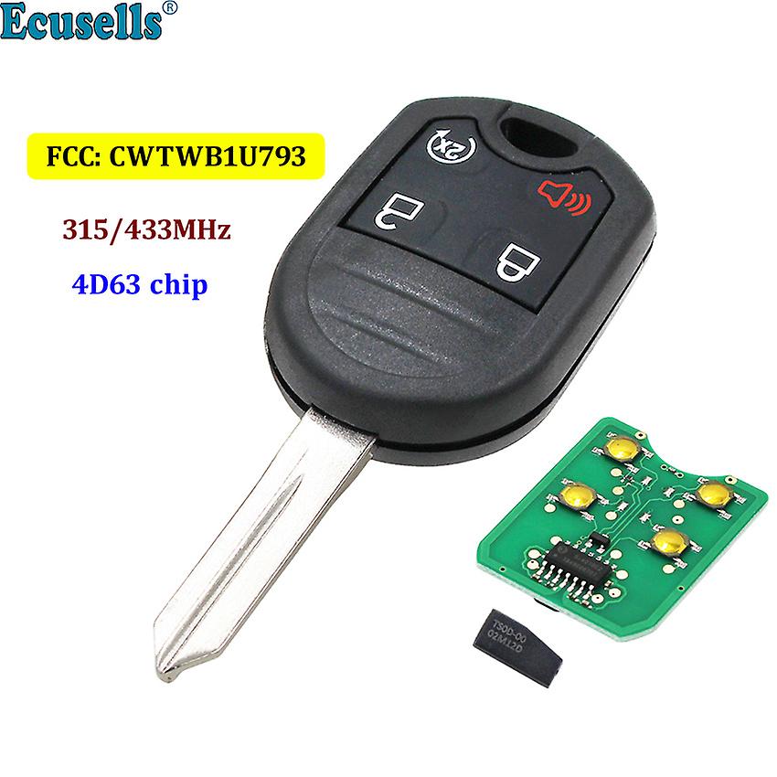 Remote Key Control Transmitter 4 Button 315mhz / 433mhz 4d63 Chip For Ford Lincon Fcc: Cwtwb1u793