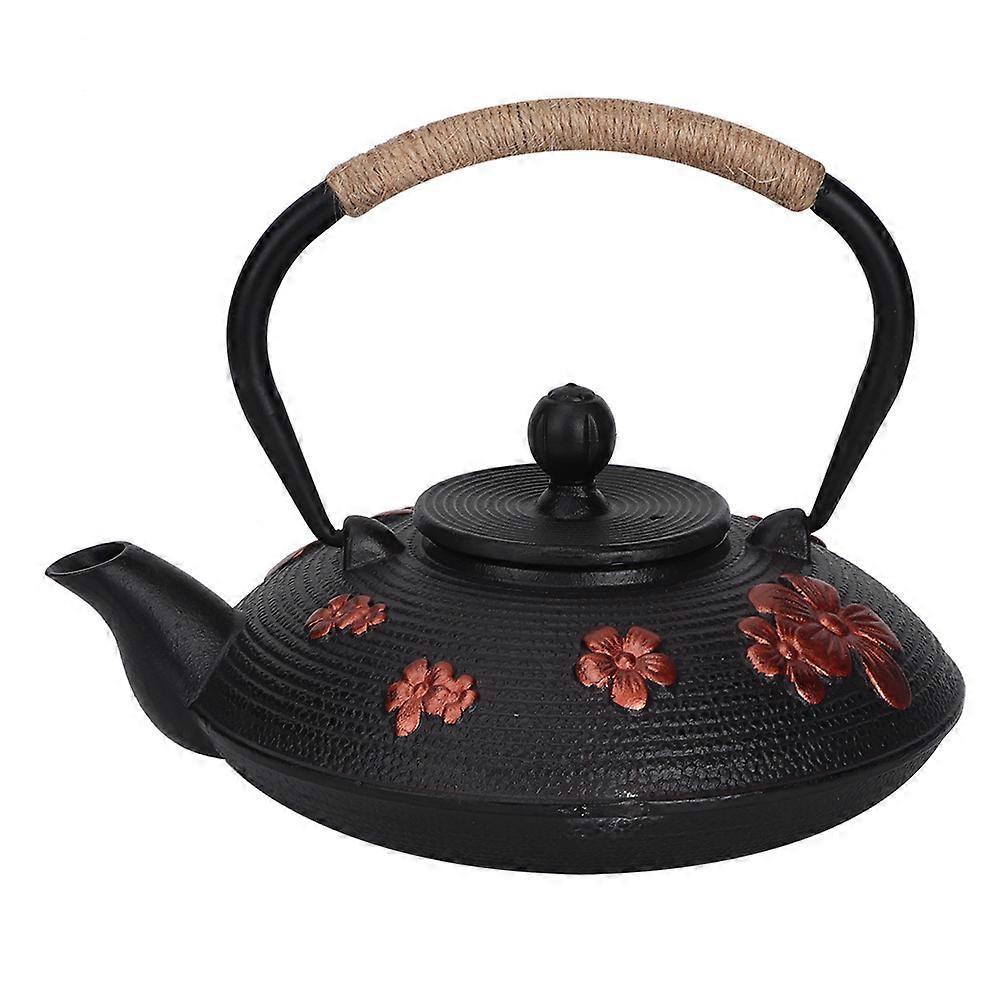0.9L Red Oriental Cherry Pattern Classic Cast Iron Teapot Kettle Tea Pot Drinkware Tool