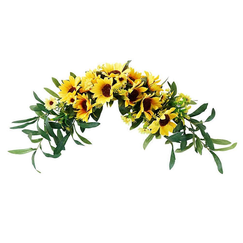 Home Decorazione Artificiale Arco nuziale Fiori Fall Swag Diserbo Segno di benvenuto Porta di girasole