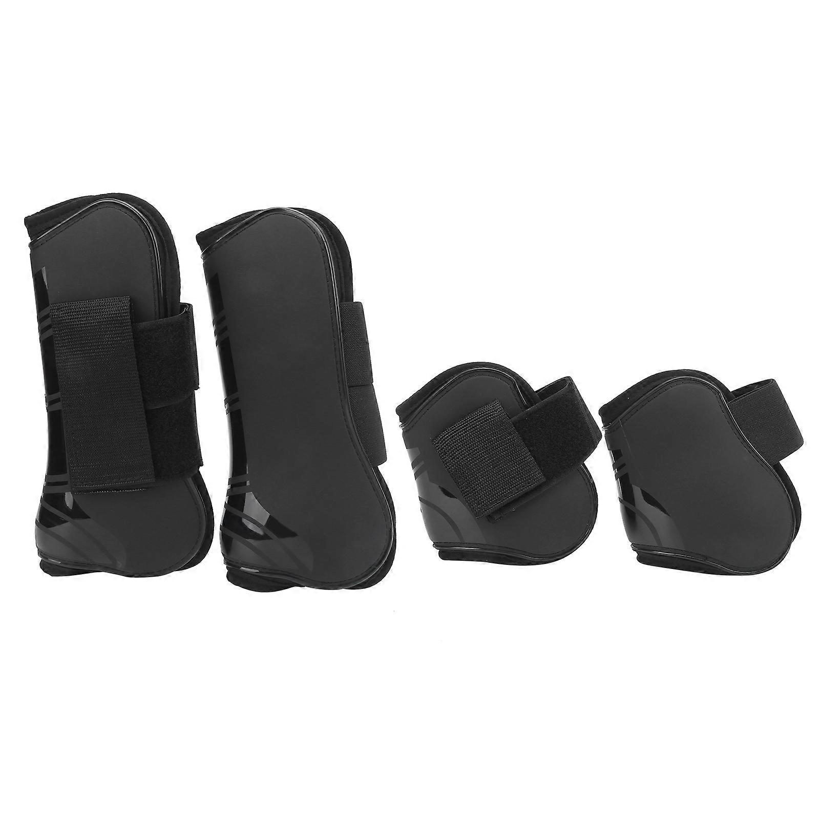 4 قطع أحذية وتر الحصان قابلة للتعديل أحذية أمامية وخلفية للحصان للتدريب على ممارسة الخيل والقفز أسود M