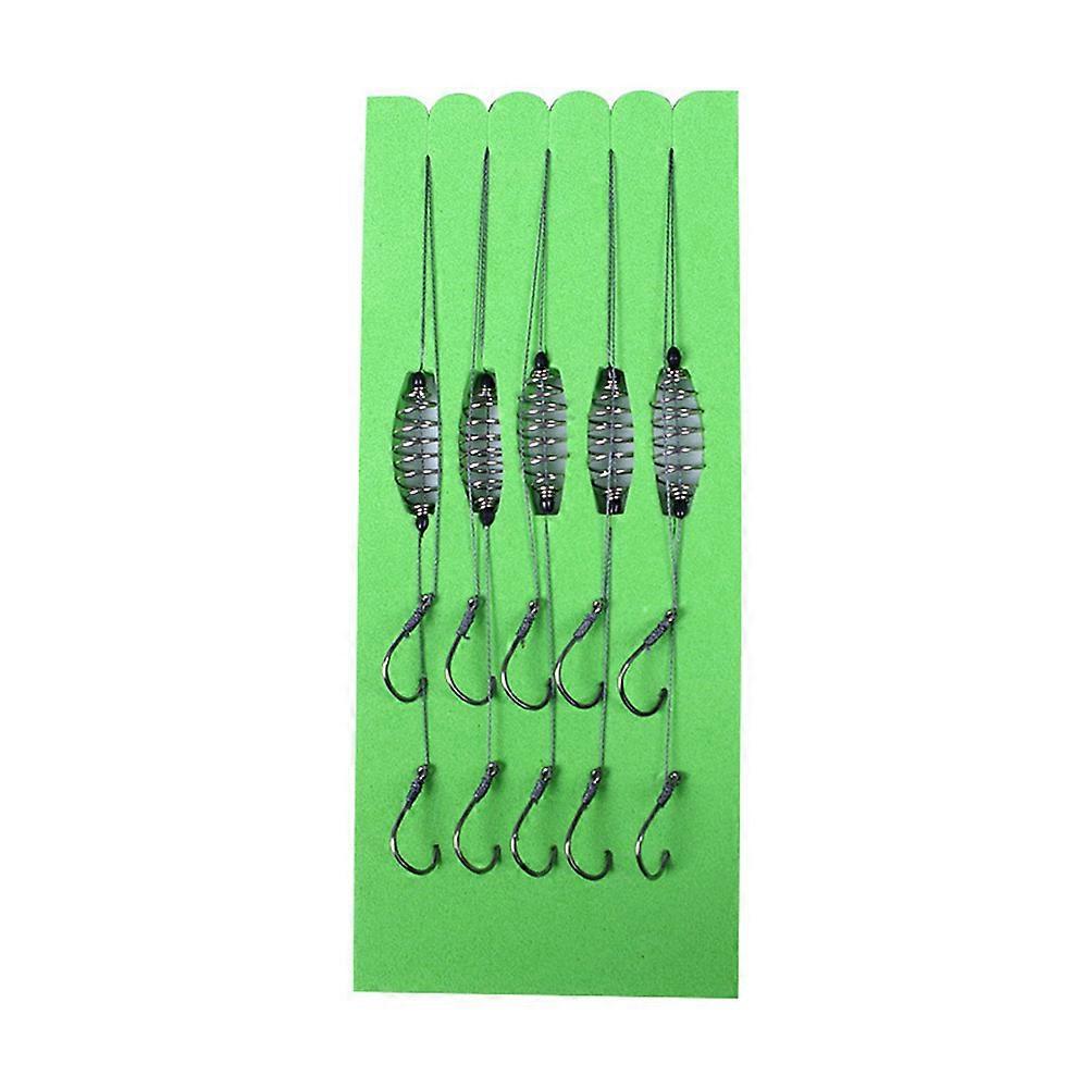 5 Pcs/Set Double-Hook Fishing Line Steel Barbed Carp Hooks Bait Feeder Accessories