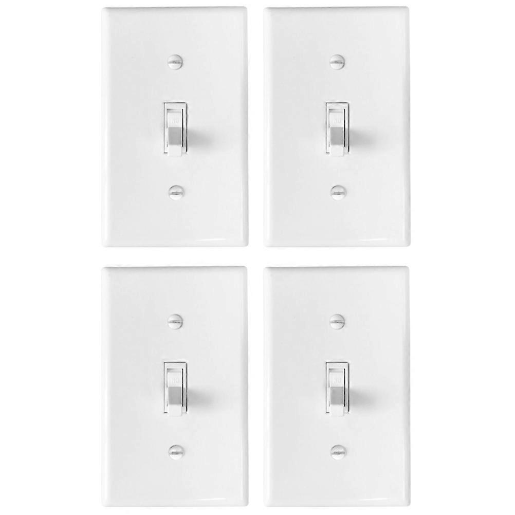 4PCS Toggle Switch Mechanical Switch Panel Home LED Light Wall Switch with Screws (White)