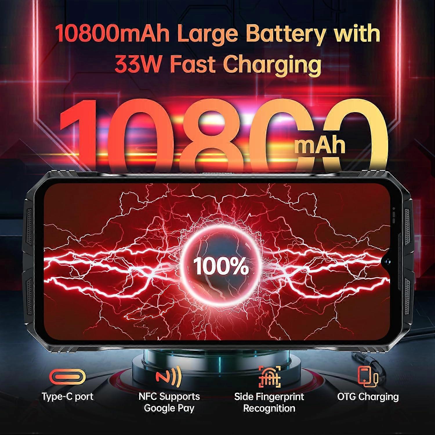 DOOGEE S118 Smartphone – NFC, 6,58 Inch Scherm, 8 GB RAM, 512 GB Opslag, 10800 MAh Batterij, Zilverkleurig, Krachtige Rugged Telefoon Voor Dagelijks En Buitengebruik