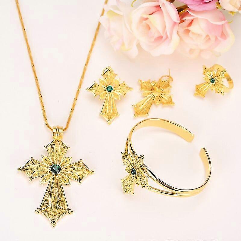 Croce etiope gioielli sposa set ciondoli e collane orecchini anelli bangle africano eritreo habesha accessori