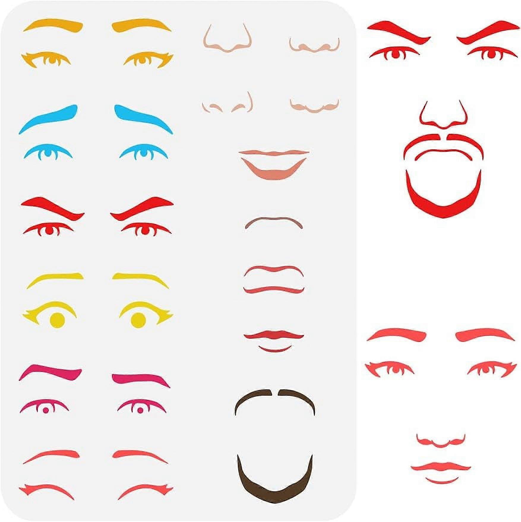 1pc Facial Features Stencils Emotions Sorrows and Joys Plastic Drawing Template Reusable Stencils for Decor 11.7x8.3 inch