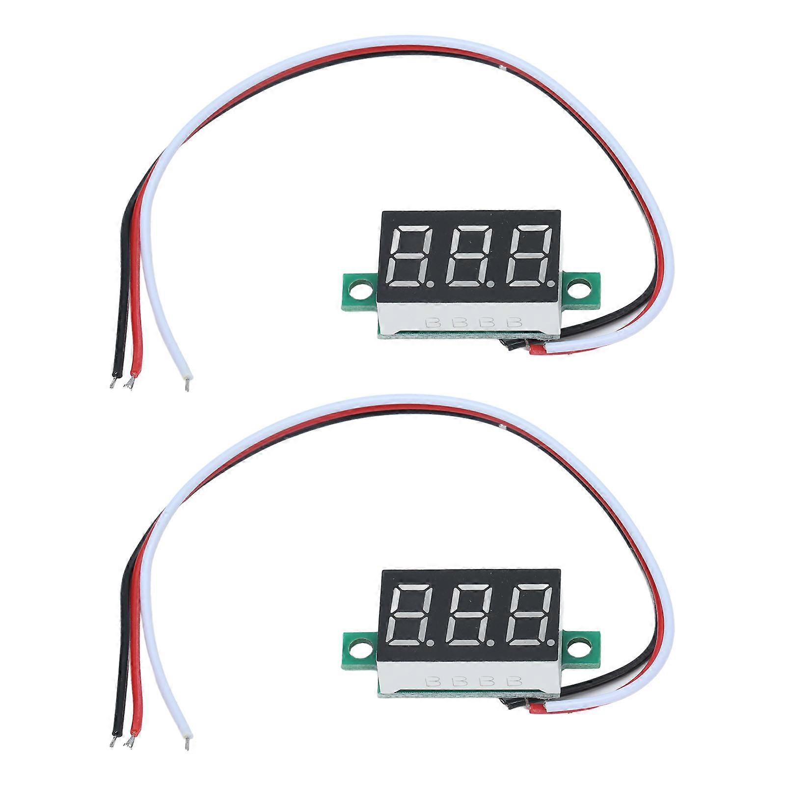 2Pcs Mini Digital Voltmeter 3 Wire DC Voltage Tester 0.36in LED 0.00V?30.0V Reverse Connection Protection