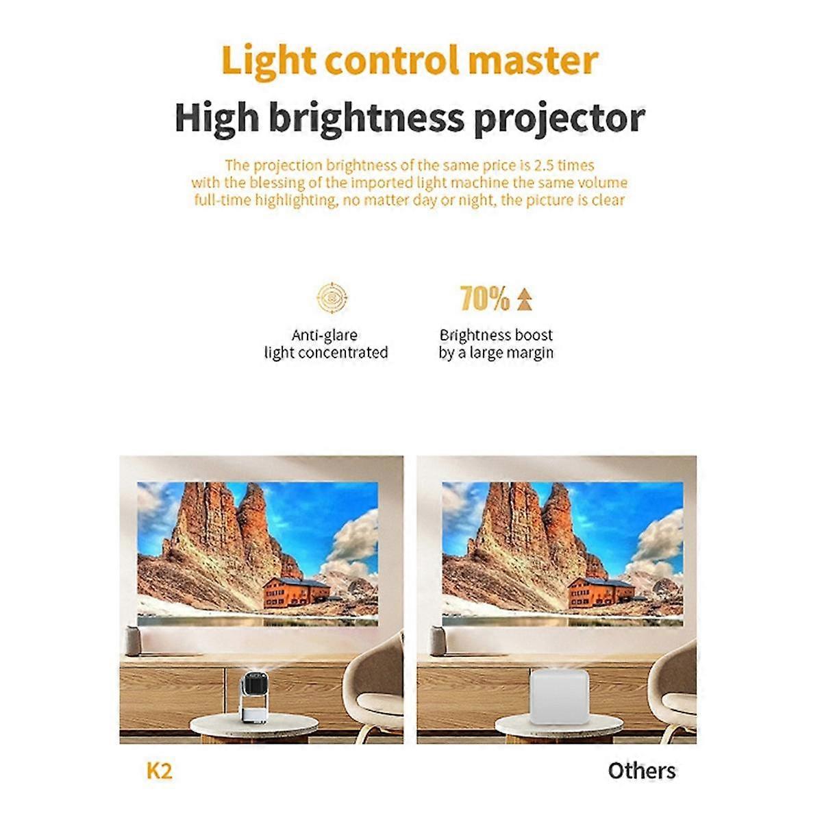 4K WiFi Projector K2 PTZ Smart Android11 Portable Home Theater Video LED Bluetooth Mini Projector EU Plug