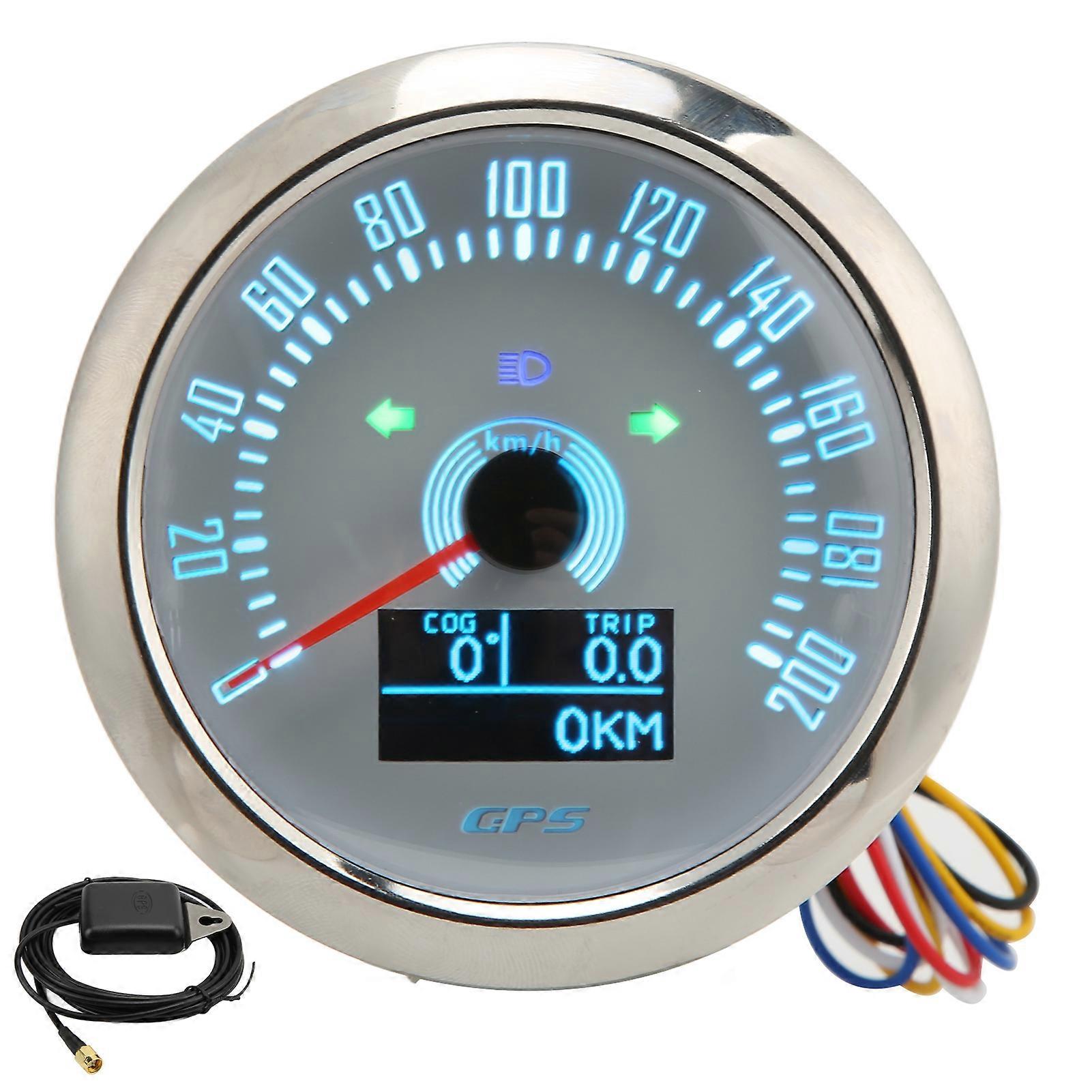 GPS Speedometer Turn Indicator Speed Gauge Resettable Single Mileage Adjustable 7 Color Backlit for Car RV Marine Boat Ship