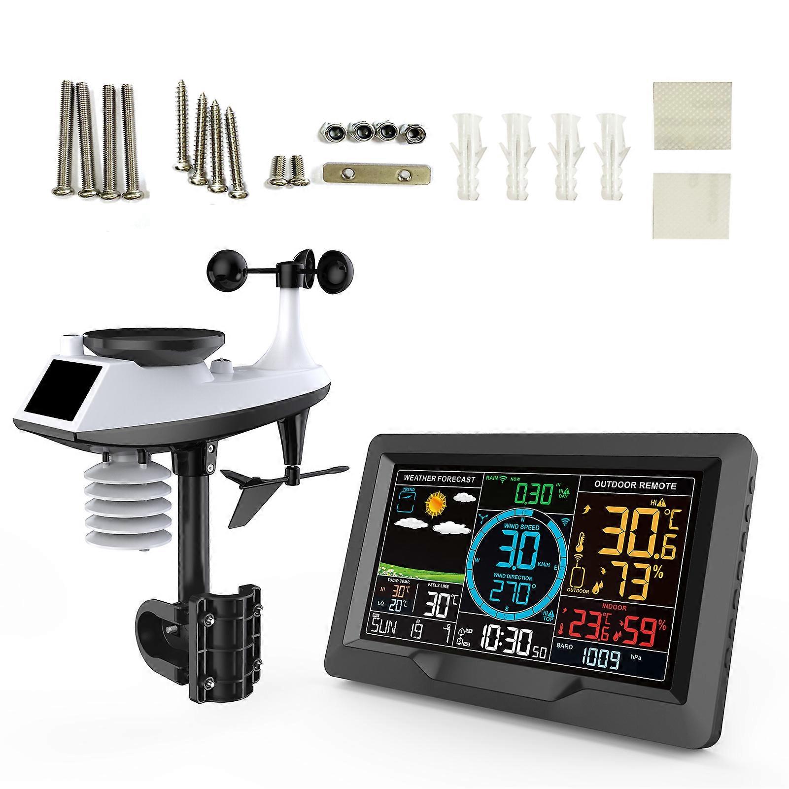FJ3390A Professional Weather Station Temperature Humidity Wind Speed and Rainfall Detection Weather Forecast Clock