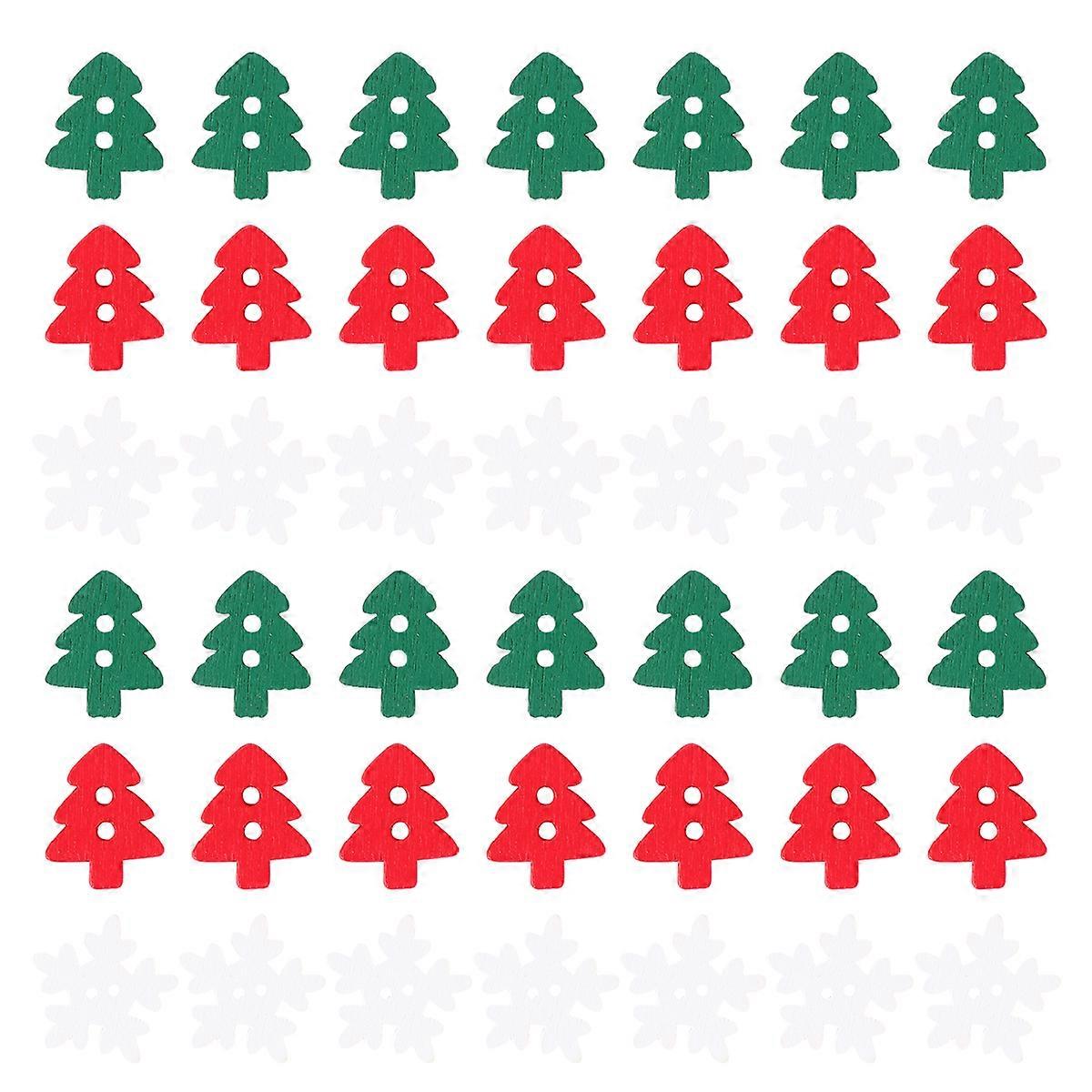 150Pcs Christmas Assorted Wooden Buttons Xmas Tree Button for Sewing Craft DIY