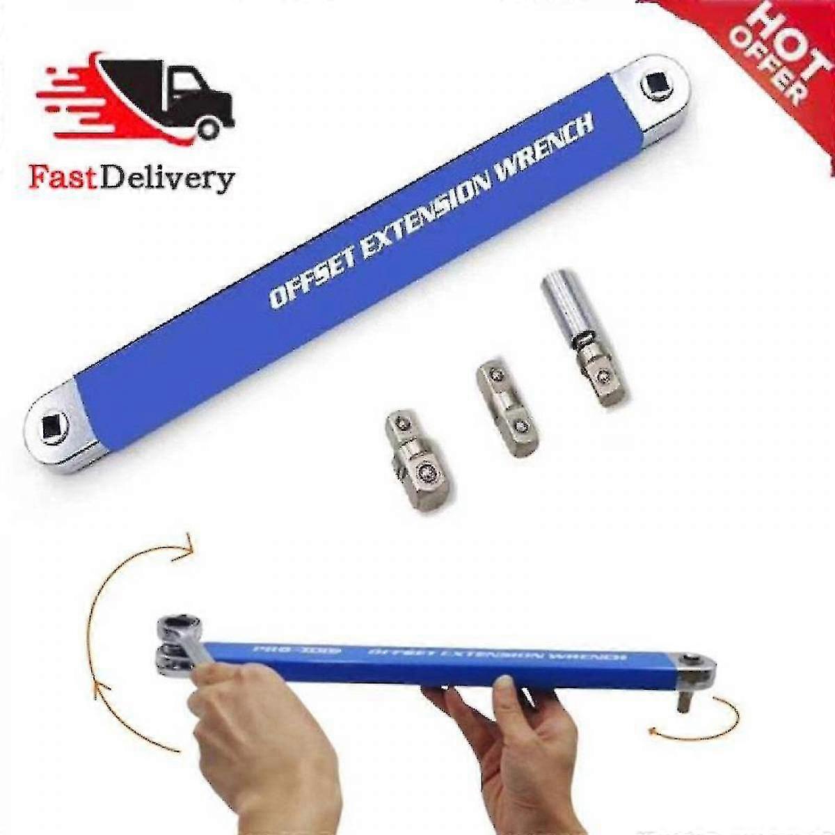 Offset Extension Wrench, 15.4in Pro Zero Offset Multifunctional Extension Wrench