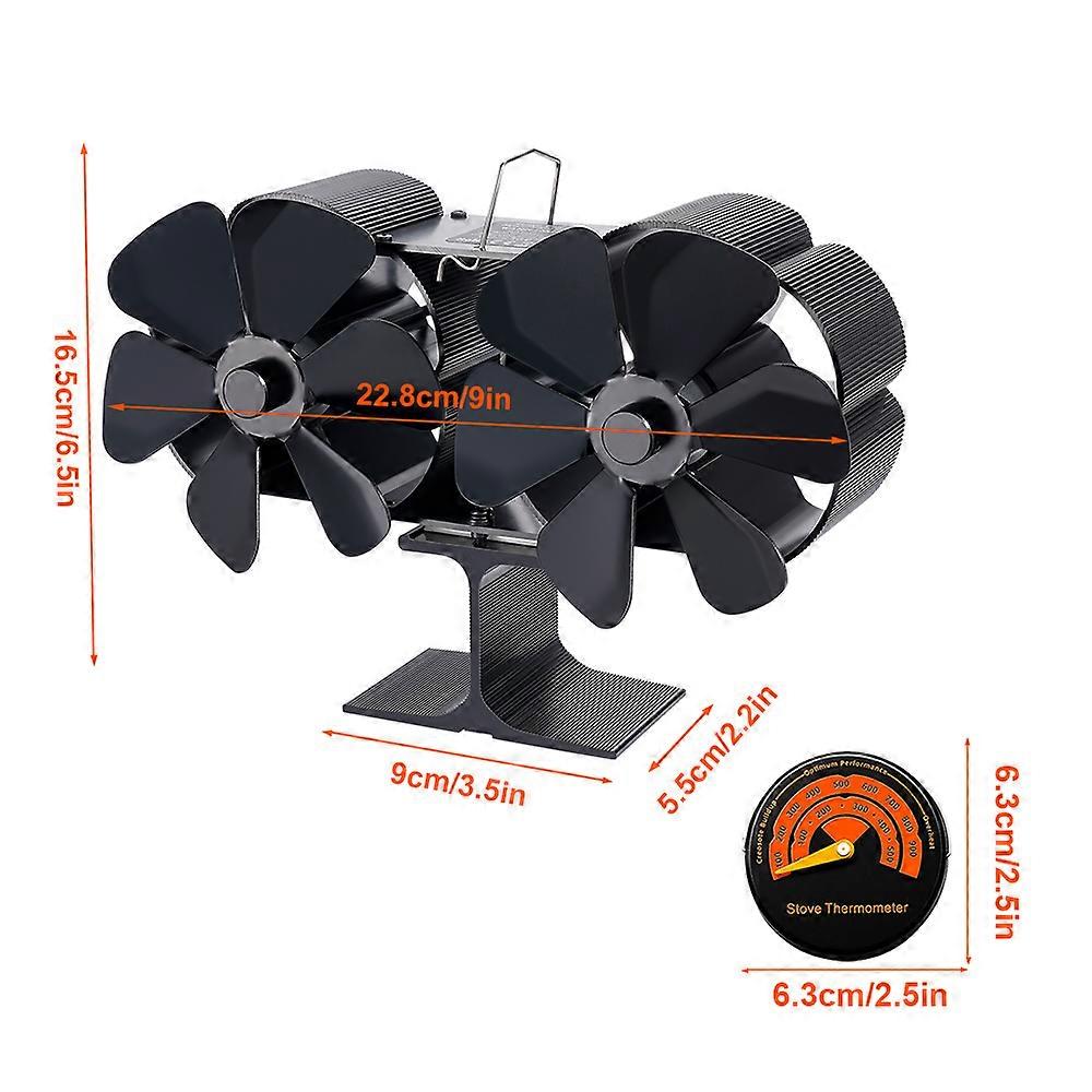 12 شفرات مثبتة على الحائط مروحة موقد تعمل بالحرارة مزدوجة الرأس مروحة مدفأة صديقة للبيئة مروحة الشتاء أكثر دفئا توزيع الحرارة الفعال للمنزل