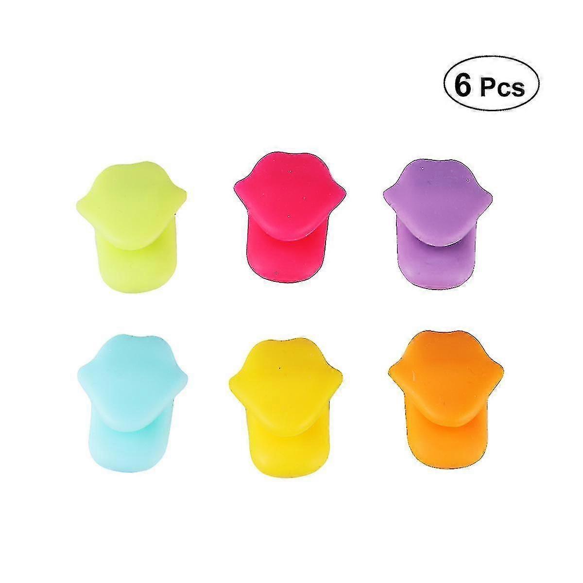 6 Pcs Silicone Red Wine Glass Marker Creative Red Lips Sticker Sucker Mark Glass Identification Perfect For Parties