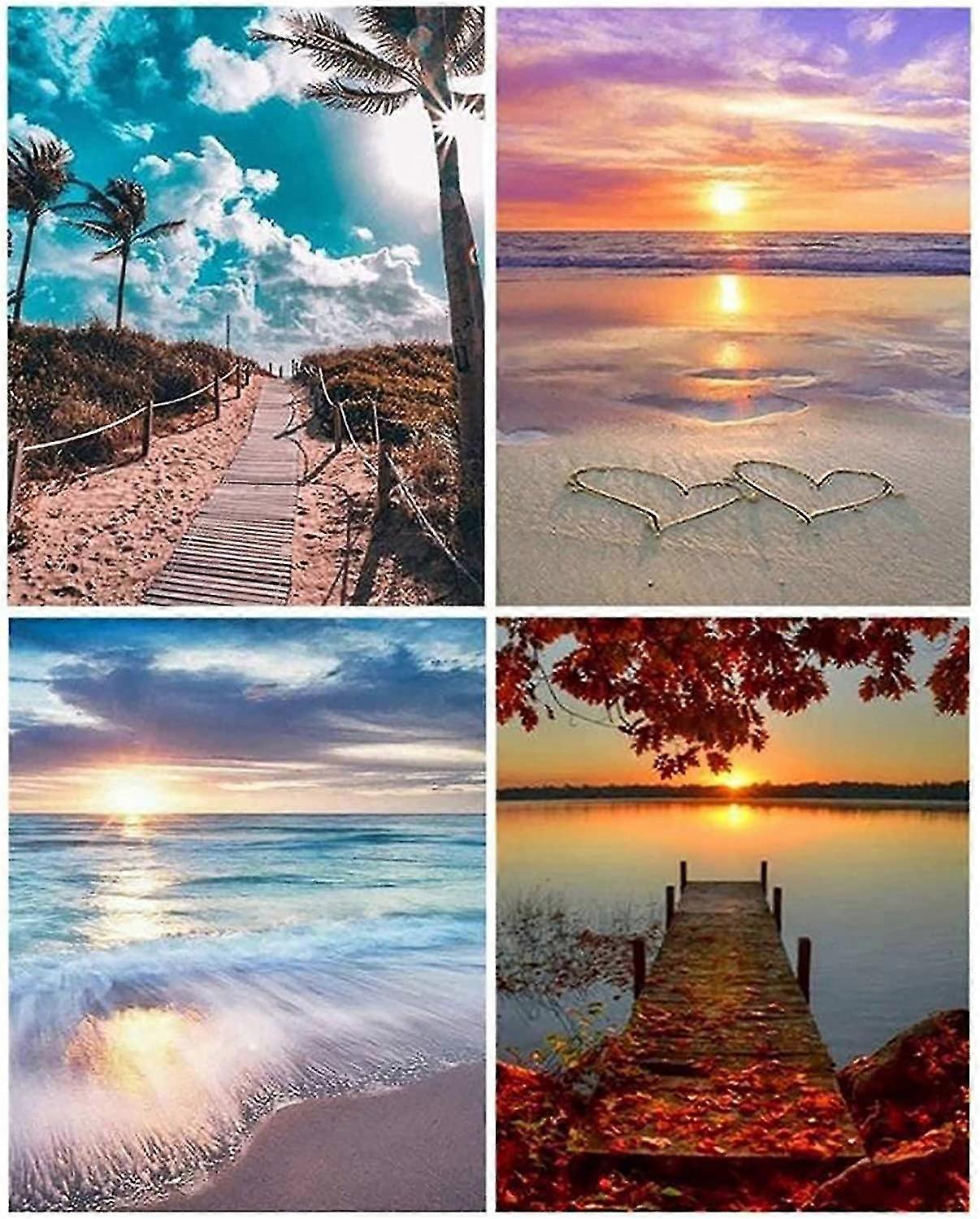 5d Diamond Painting Pictures Full Large For Adults Children, 4 Pack Diamond Painting